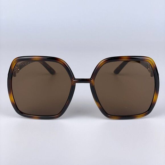 SALE! NEW Gucci GG0890S 002  Havana Brown Metal Rectangle Women Sunglasses main image 7